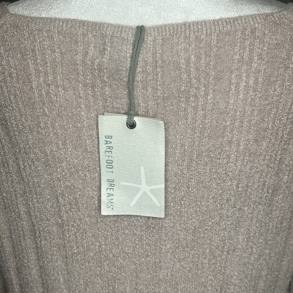 Barefoot Dreams CozyChic Lite Rib Blocked Pullover In Silver Ice NWT Size Large - Picture 9 of 12